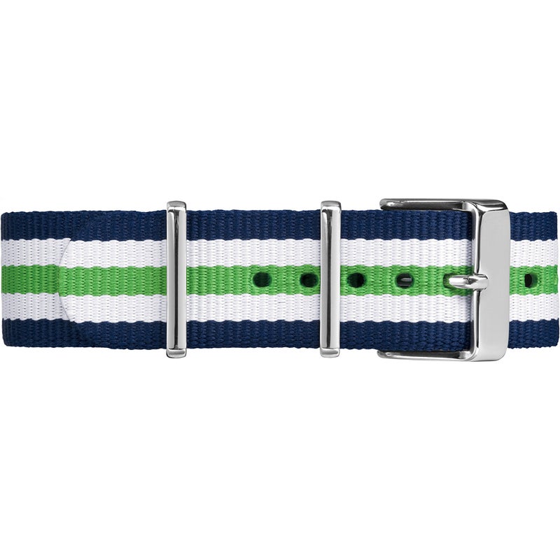 Timex TW7C07000 20mm Blue/White/Green Stripe Fabric Double-Layered Slip-Thru Strap